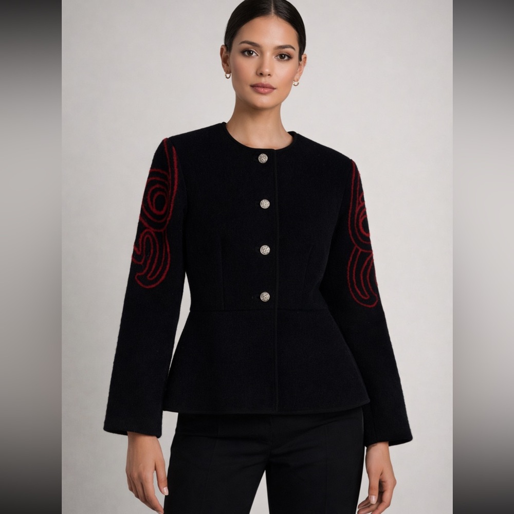 Laurie Jacobi | 🧥 wool blazer embroidered jacket size L vintage Y2K old money